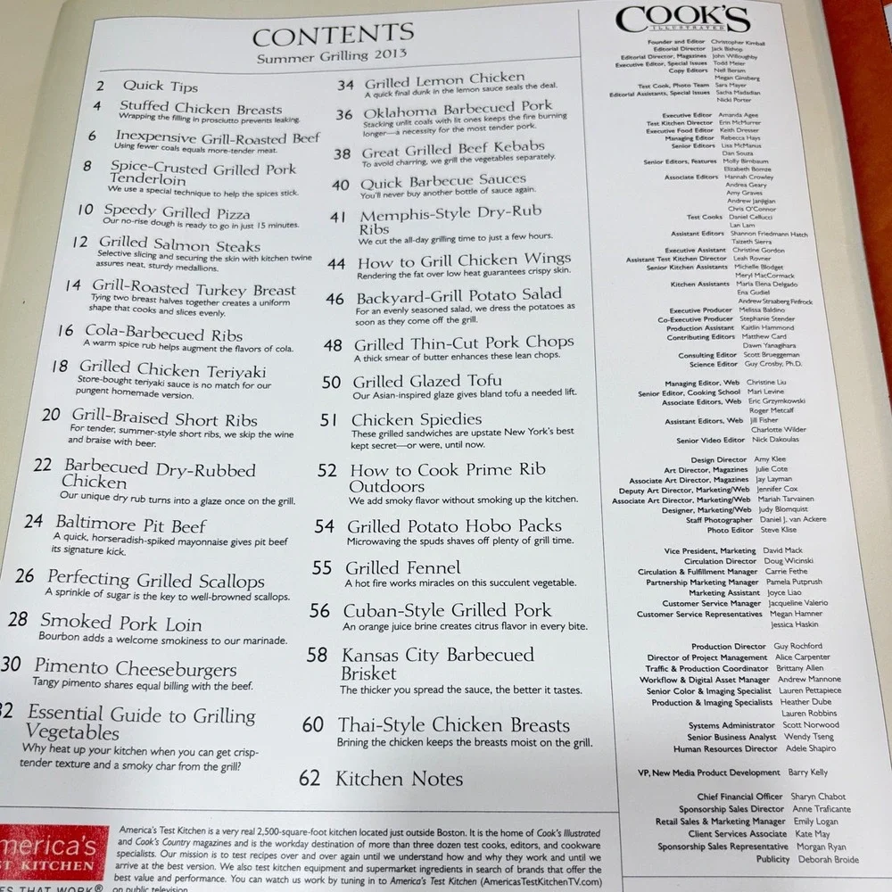Cooks Illustrated Summer Grilling 2013 Magazine Americas Test Kitchen Recipes